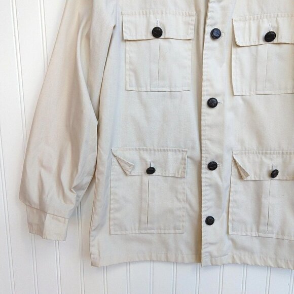 Vintage 70's Safari Explorer Jacket Top Size S M Khaki Warwick Long Sleeve - Picture 5 of 11